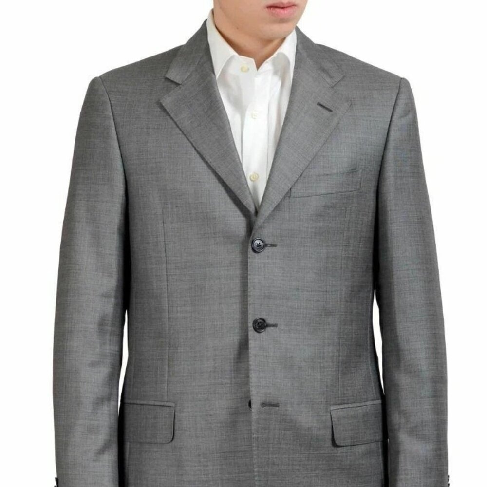 Salvatore Ferragamo Men's 100% Wool Gray Three Button Blazer US 48S IT 58S